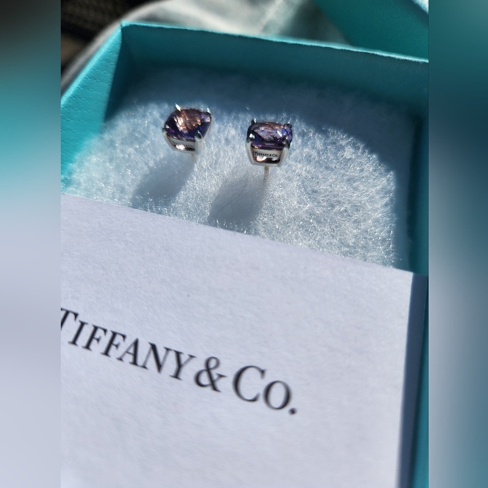 Tiffany & Co. Faceted Lavender Amethyst Stud Earrings - Picture 8 of 9